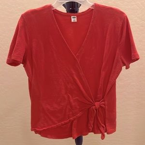 Old Navy Wrap Tie Coral Knit Top